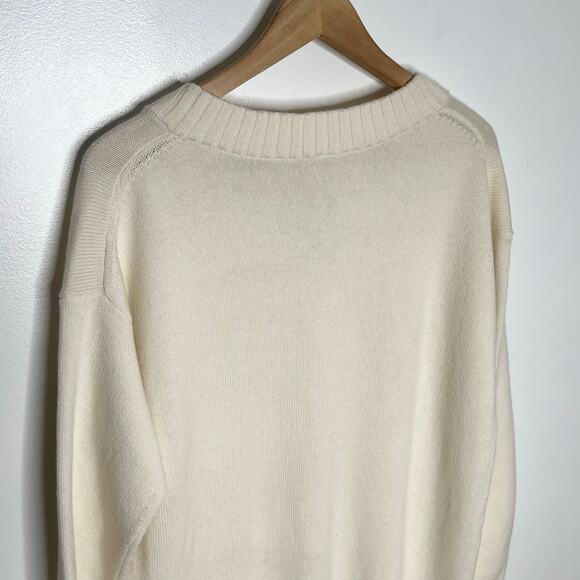 Athleta Wool Cashmere Long Sleeve Tunic Sweater Womens Small Cream V Neck - Picture 6 of 11